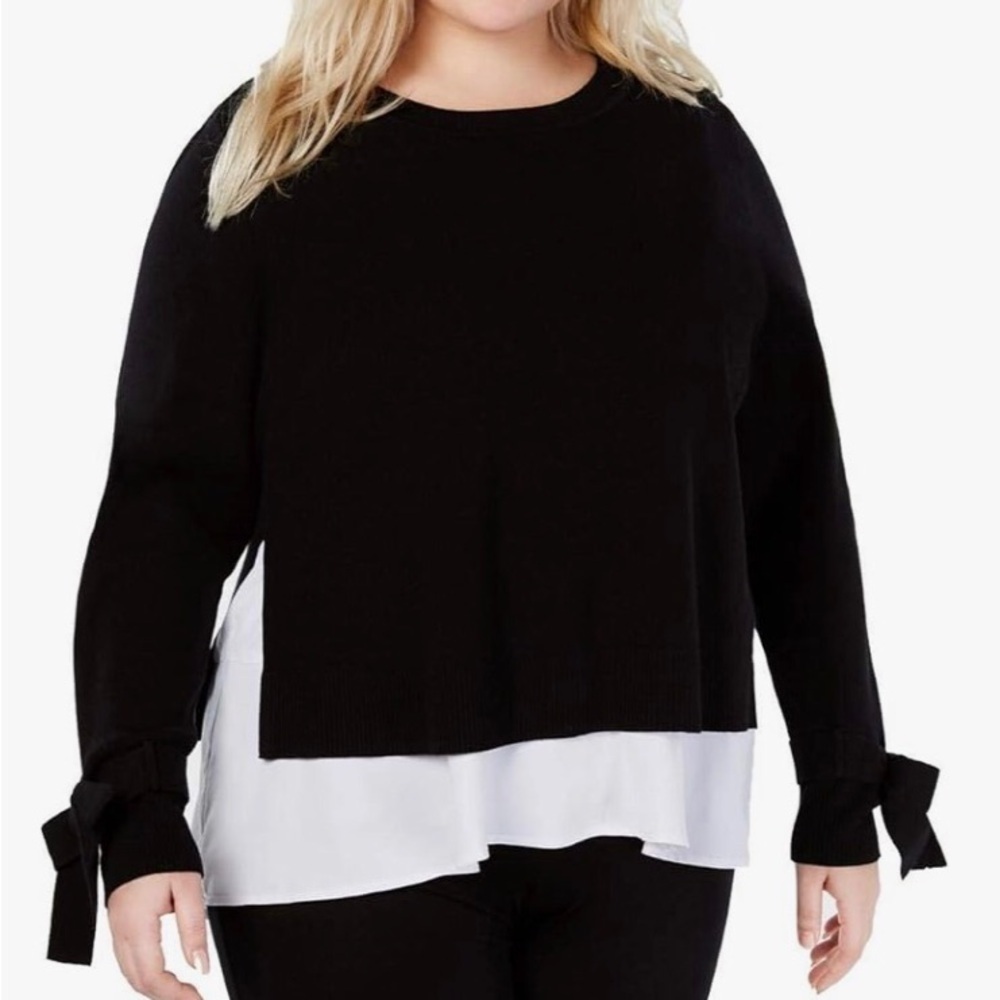 INC Modern Mix Black sweater with tie Sleeves